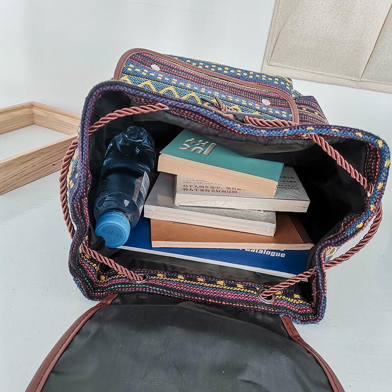 Women's Korean Style Ethnic Canvas Backpack