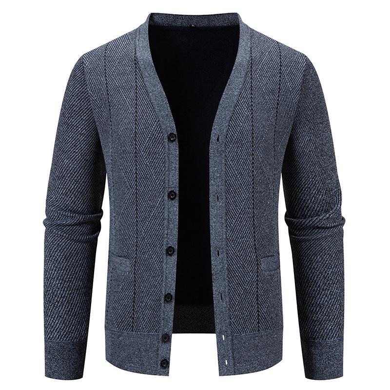 Autumn Men'S Single-Breasted Cardigan Sweater Trendy Casual Loose Solid Color Knitted Sweater Top