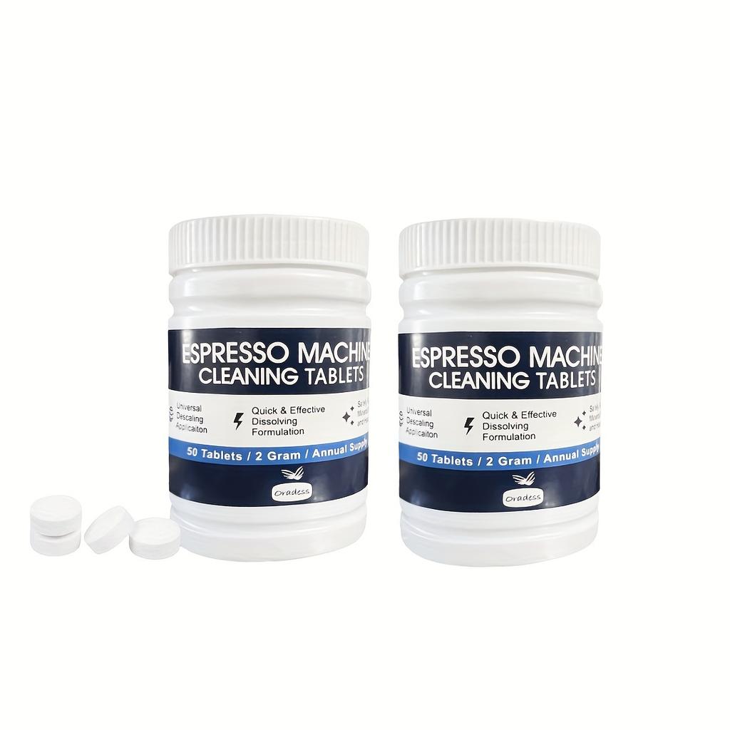 50 Kaffeemaschinen-Reinigungstabletten, Entfernt Fett, Rückstände aus Leitungen, Geeignet für Vollautomaten, Halbautomaten