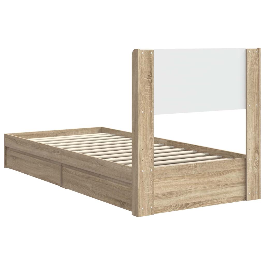 Bed Frame with Storage Space and Headboard Sonoma Oak 75 x 190 cm