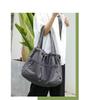 IELGY Japanese casual drawstring bundle handbag, retro washed canvas fashionable solid color shoulder women's bag
