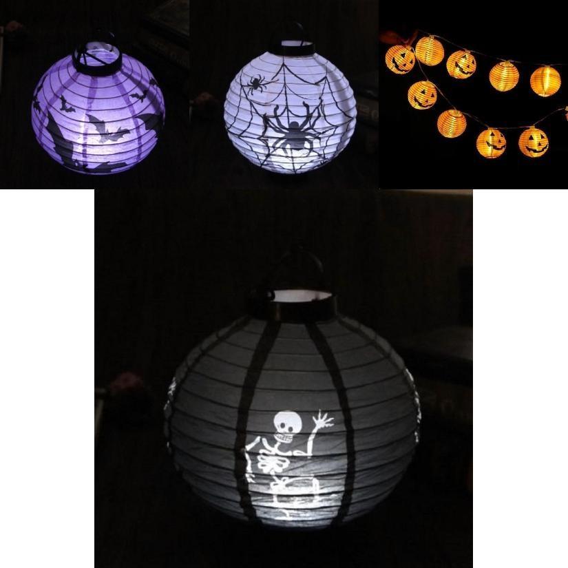 Versatile Led Paper Pumpkin Lantern Featuring Spider And Bat For Festive Halloween Atmosphere