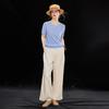 Women's French Style Tencel Linen Blend Henley Knit Top