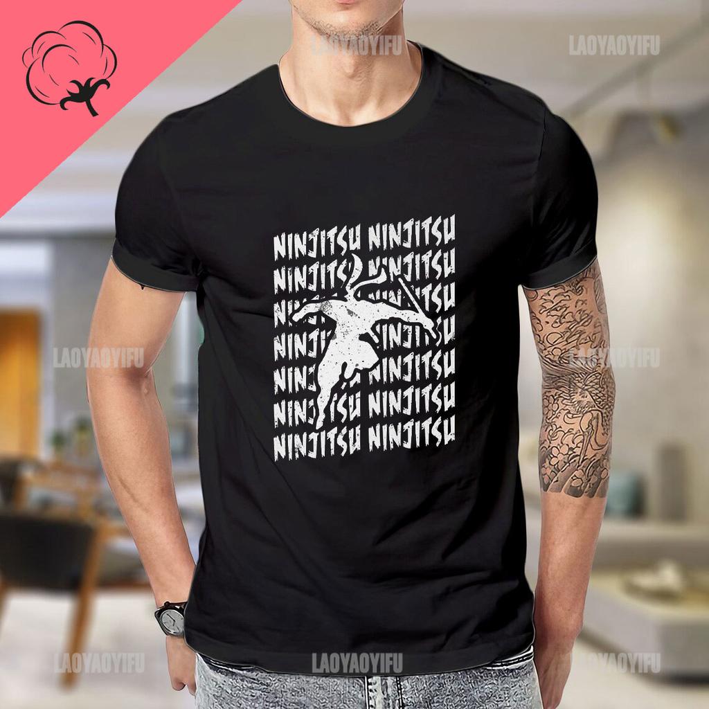 Ninja Japanese Kanji Script Calligraphy Shinobi Ninjutsu TShirt Cotton Woman T Shirt Black T Shirt Man Mens Tall T Shirts
