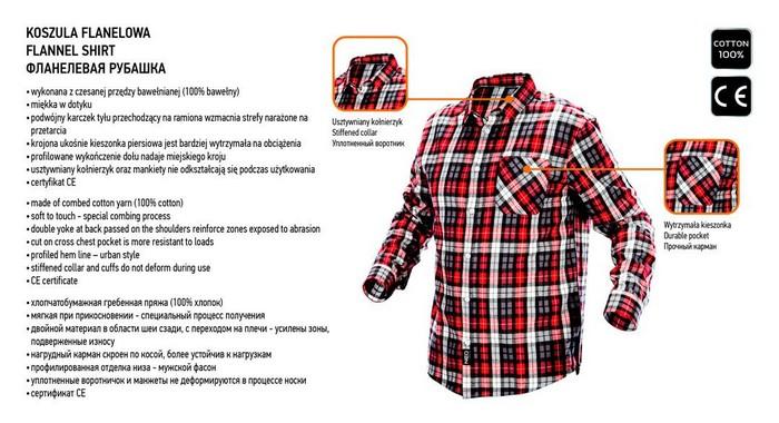Flannel Shirt Checked Red, Black And White Size M - T N81-540-M
