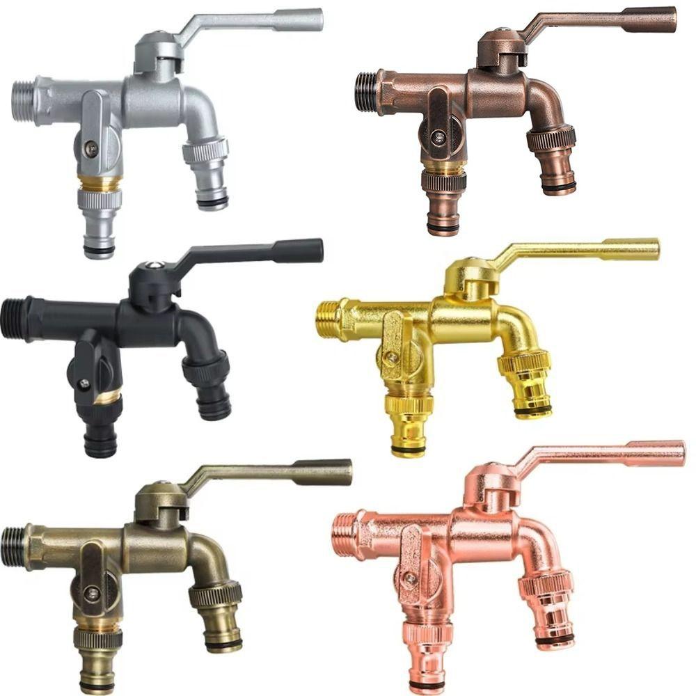 Dual Water Outlets All-copper Faucet Anti-freezing Brass Faucet Adapter Outdoor Faucet  Outdoor