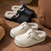 Waterproof cotton slippers Home autumn and winter velvet cotton shoes Indoor and outdoor cotton towing belt buckle Warm platform shoes