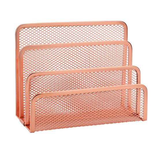 Desk Mail Organizer Metal Mesh Letter Sorter File Organizer with 3 Vertical Upright Compartments for Office Workspace Supplies