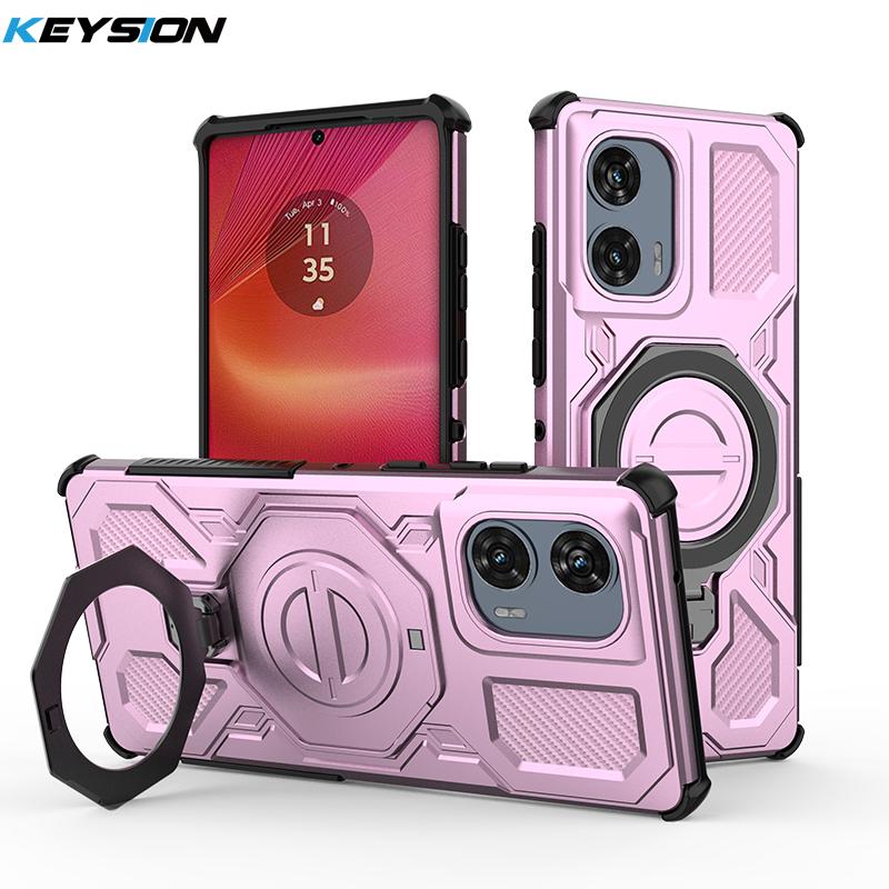 KEYSION Funda Magnética Antigolpes para Motorola Edge 50 Fusion 5G con Soporte de Anillo Vertical para MOTO Edge 50 Fusion 5G