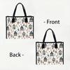 Cute House Print Canvas Tote Bag Portable Casual Shopping Handbag for Daily Use