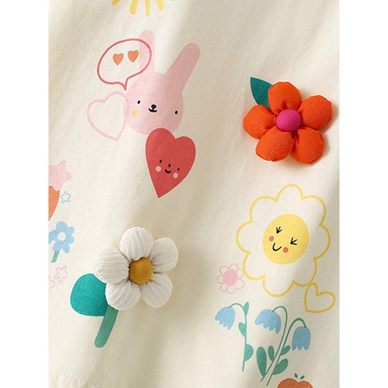 Malwee Girls' Fashionable Summer New Arrival Fashion Children round Neck Short Sleeve Cute Little Girl Casual T-shirt