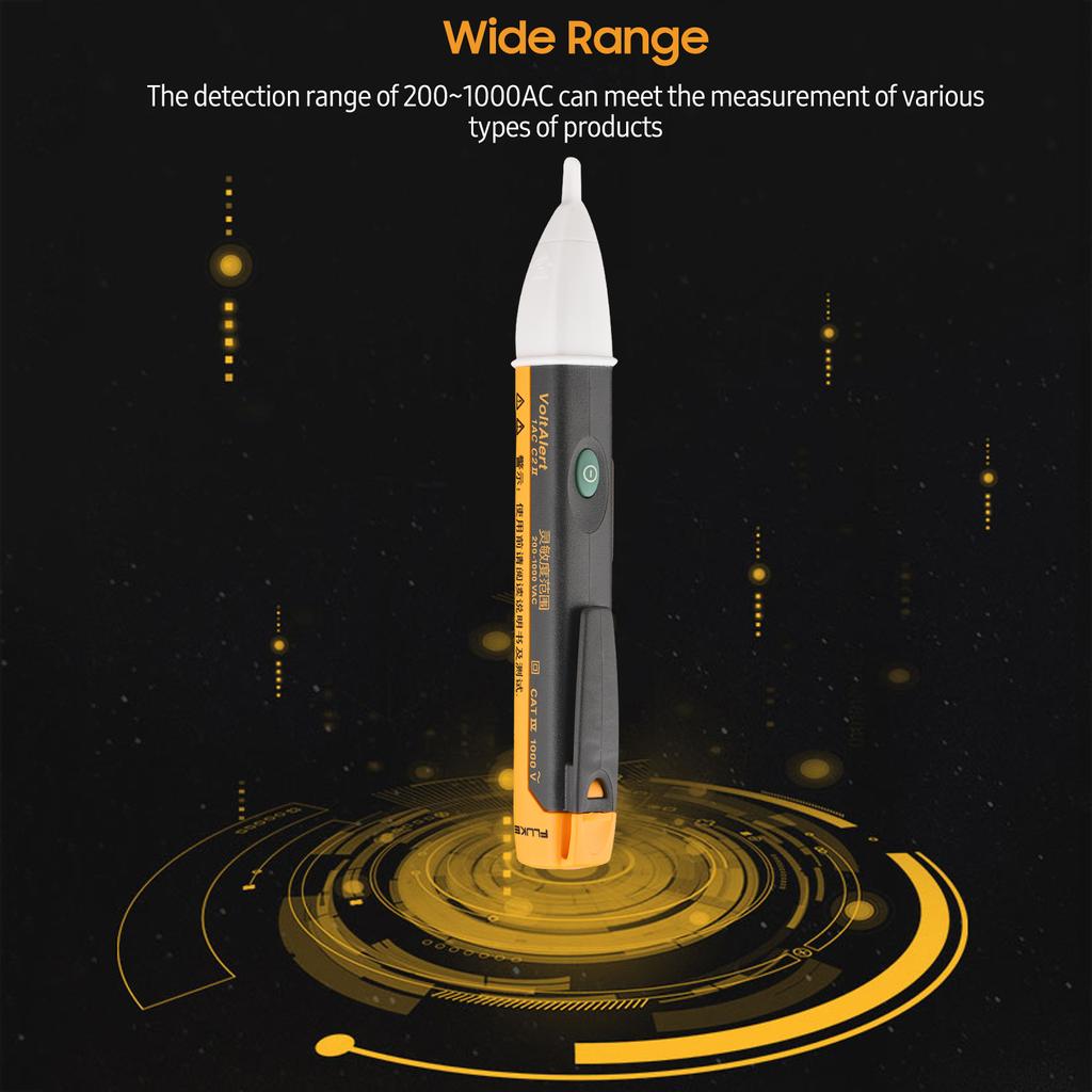 FLUKE Mini Handheld Electrical Test Pen Non-contact Voltage Tester High Precision Voltage Detecting Tool 200~1000V AC Voltage Detection Sound Light