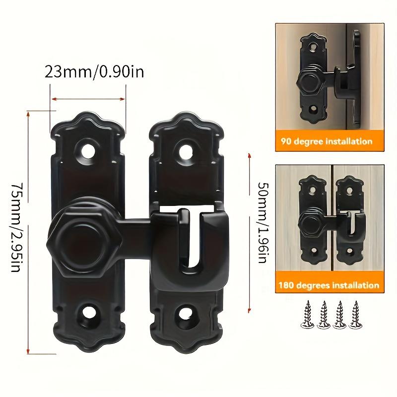 90 Degree Flip Lock, Home Thickened Aluminum Alloy Flip Latch - Sliding Barn Door Safety Lock, Main Door Bolt, No Power Required