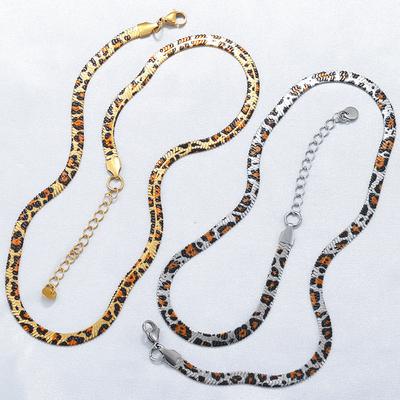 5mm Edelstahl Schlangenkettenarmband Halskette Personalisiertes Hip Hop Leopardenmuster Schmuckset Vl588-589
