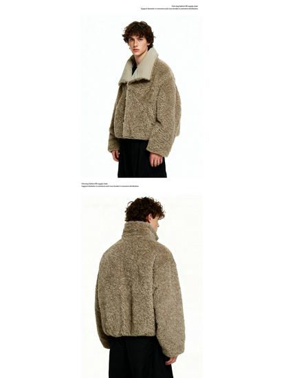 OREETA Faux Lambswool Unisex Jacket - Double-Sided, Warm Cotton Coat for Autumn/Winter with Large Lapel