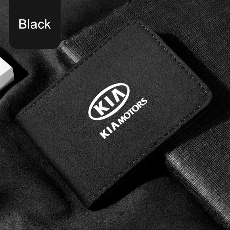 KWTU7 Para Coche KIA Bolso de Cuero Gamuza para Licencia de Conducir Cartera para Documentos de Conducción Automática Sportage Rio Ceed Picanto K5 K9 Sorento Accesorios