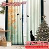 2D FLAT PRINTING 2pcs Curtains (Without Rod) Cats by the Window April Fools Is Day Festival Creative Curtains Semi-Sheer