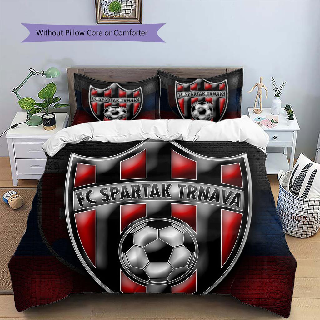 Literie Modèle FC Spartak Trnava, Ensemble Couette Housse de Couette Taie d'oreiller Cadeau d'Anniversaire pour la Maison(1 housse de couette + 2 taies d'oreiller, sans garniture.)