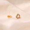 Women Sweet 18k Gold Plated Heart Shape Zircon Stud Earrings Jewelry