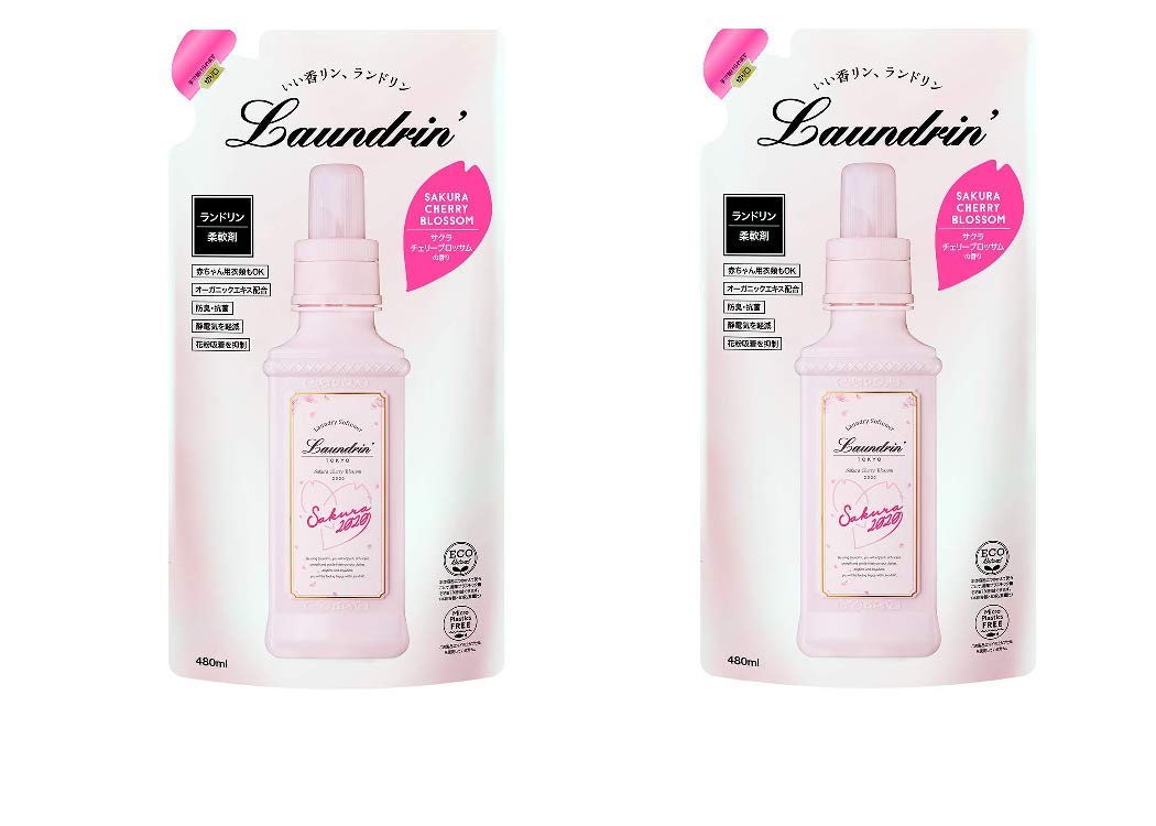 

Laundrin Fabric Softener Refill, Sakura Cherry Blossom 2020, 480ml x 2-Pack