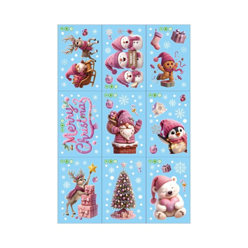 Christmas Cute Santa Claus Snowflake Window Decoration Static Cling Stickers