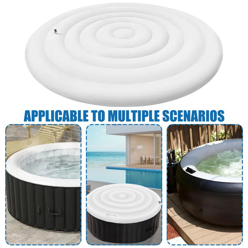 145cm Durchmesser Wanne Aufblasbare Abdeckung Energiesparend Runde Whirlpool-Abdeckung Outdoor Spa Pool Winddicht Regenüberlauf Thermische Abdeckung