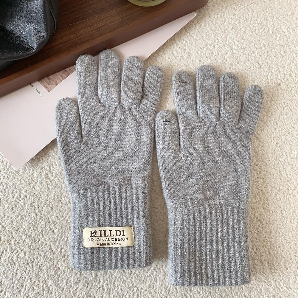 

Knitted Gloves Women S Winter Korean Style Cute Thickened Warm Touch Screen Electric Car Driving Gloves Knitted Winter Windproof One Size