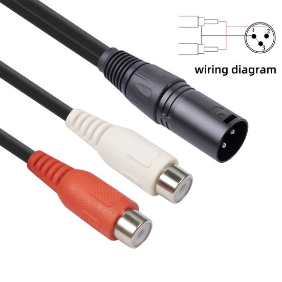 Audio Adapter Cable Plug And Play Stable Transmission Wide Applicable Anti-tensile Pressure Resistant 3pin XLR to 2 RCA Microphone