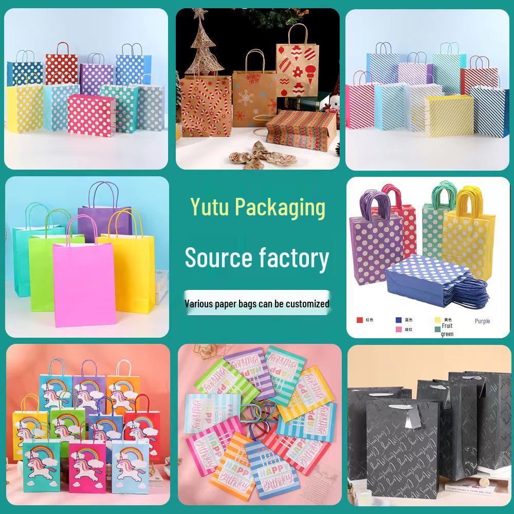 Grensoverschrijdende Kerst Kraftpapier Cadeauzak en Cadeaubox Handtas