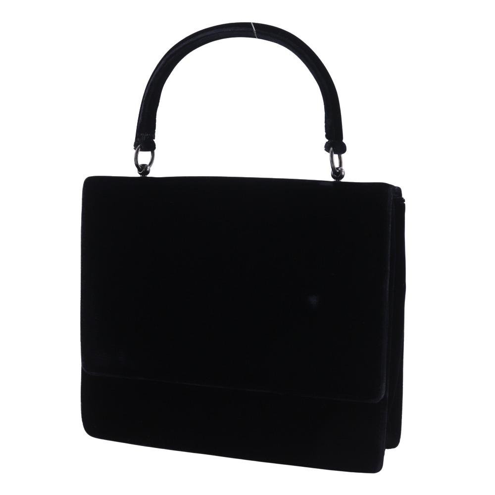 Prada One Handle Handbag Vintage NERO Black Velor Women Used