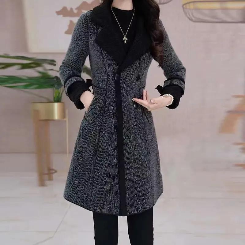 Women Autumn and Winter Double Sided Wear Suit Collar Woolen Jacket Female Woolen Coat On Both Sides