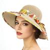 Foldable Flower Embroidery Hat Wide Brim Panama Hat New Straw Beach Cap  Outdoor Casual