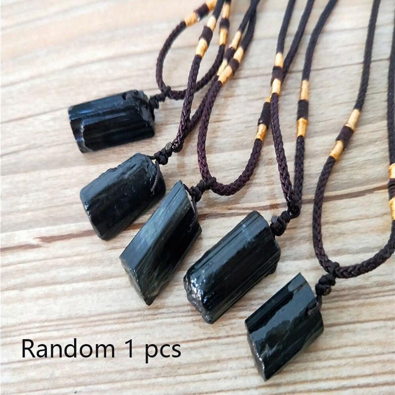 Natural Raw 105pcs Black Tourmaline Schorl Pendant Crystal Chunk Necklace Stone