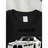 European Size Race Car Speed Design White Sport Crew Neck Fashion Sweatshirt, Autumn and Winter Western Style Top, Children's Long Sleeved