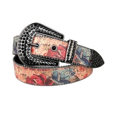 Painted Style Western Rhinestone Fashion Belt Personality Denim Men Women Jeans Belt