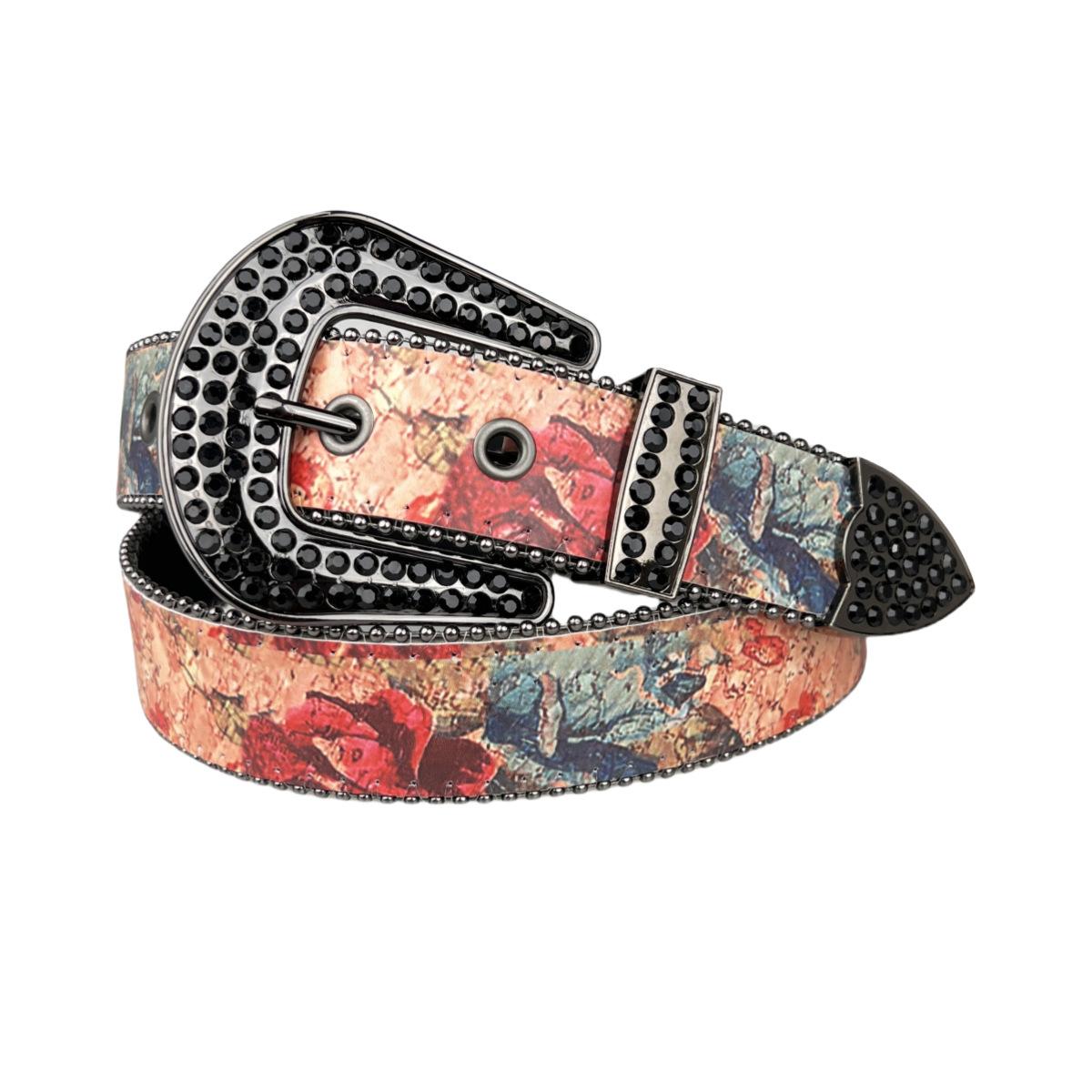 

Расписной стиль Западный ремень со стразами Модный ремень для джинсов для мужчин и женщин 120cm