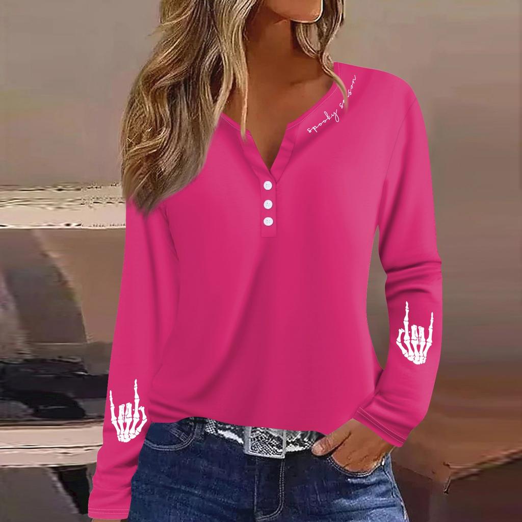 Women's T Shirt Tee Button Floral Print Long Sleeve Daily Weekend Fashion Basic V-Neck Regular Top