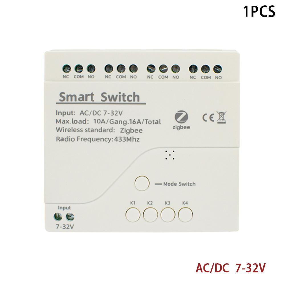 Zigbee 3.0 Gateway 12V 24V AC DC 1/2/4CH RF Smart Switch WIFI Remote Control 433 10A Switch Module Relay Work With Tuya