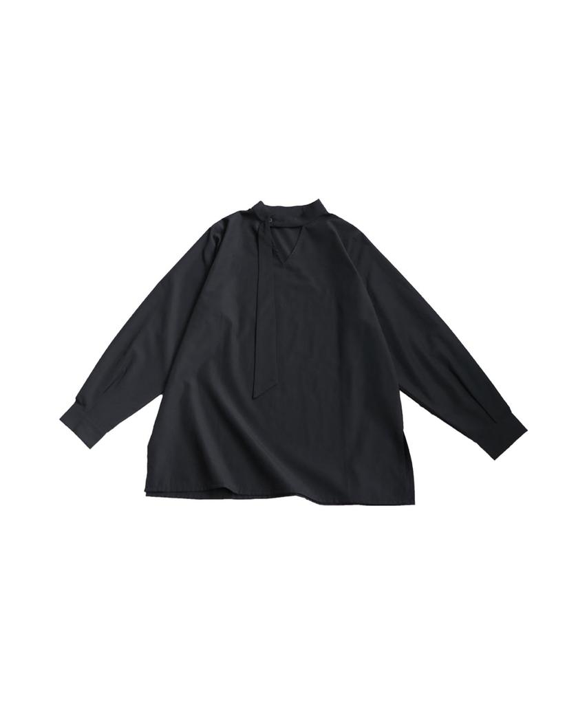 antiqua Tie Layered Shirt One Size Black Women's Blouse, PK-01317, 05,