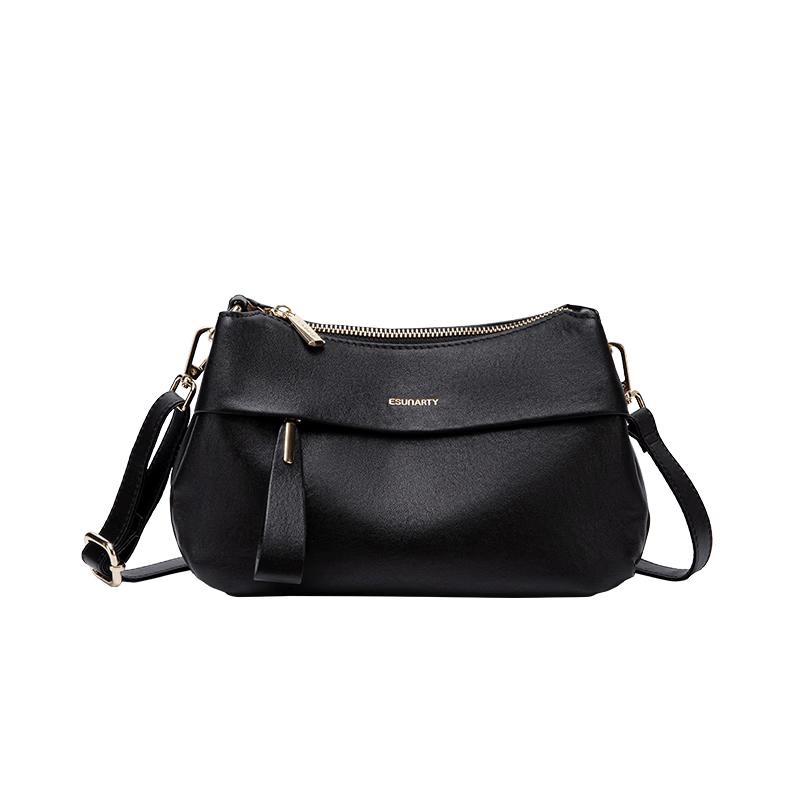 ESUNARTY Women's Genuine Leather Pillow Shoulder Crossbody Bag