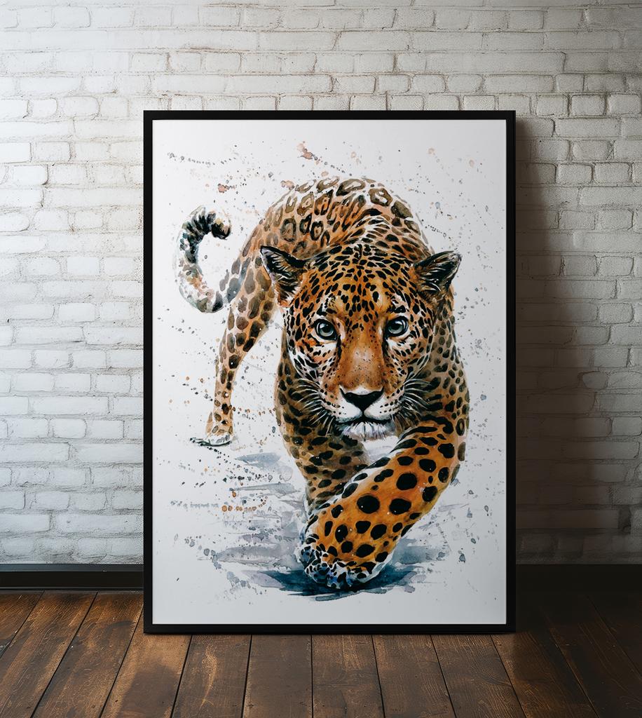 Plakat lampart ilustracja wydruk akwarela