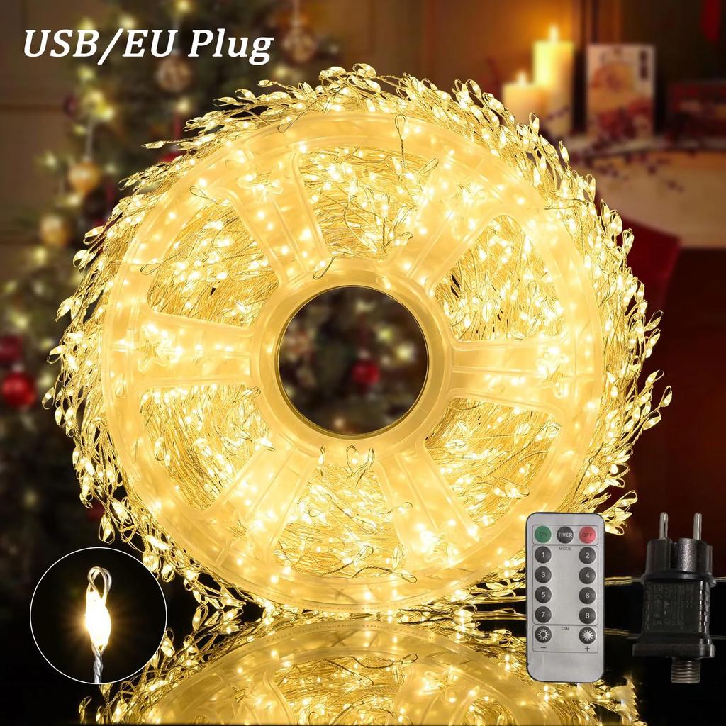 LED Firecracker String Lights EU/USB DC Power Remote Control Halloween Garland Fairy Light for Wedding Party Christmas Decoratio