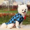Pet T-Shirt Plaid Printing Bow-knot Decor Polyester Turndown Collar Dog Costume Shirt for Daily Life