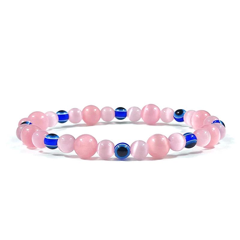 Cat's Eye Evil Eye Bead Bracelet, Versatile Single-Loop Bangle Jewelry