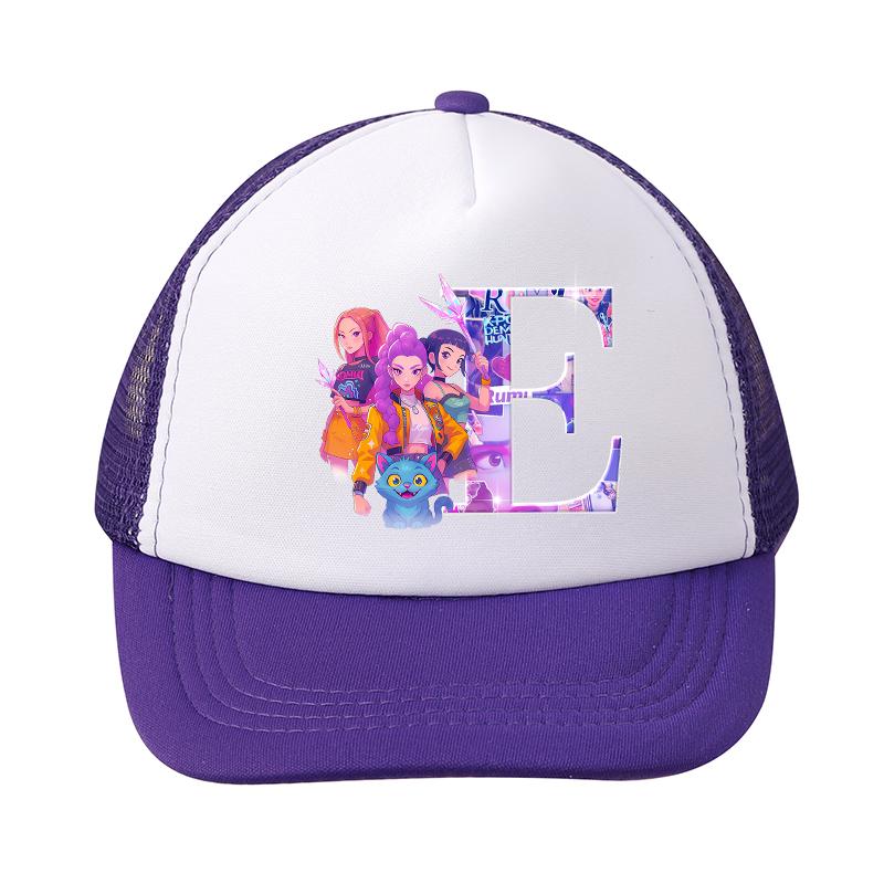 Kpop Demon Hunters Girl Baseball Cap Kawaii Sun Hat Parent Child Couple Casual Outdoor Hats Peaked Birthday Gift 26letters Round Sensory Compression