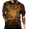 Funny CPU Processor Circuit Diagram 3D Men's Cool Design Round Neck Short Sleeved T-shirt