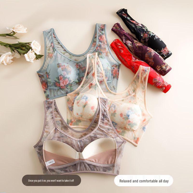 TikTok Trendige bedruckte Übergröße Mesh Bügellose Unterwäsche für Frauen mittleren Alters und ältere Frauen