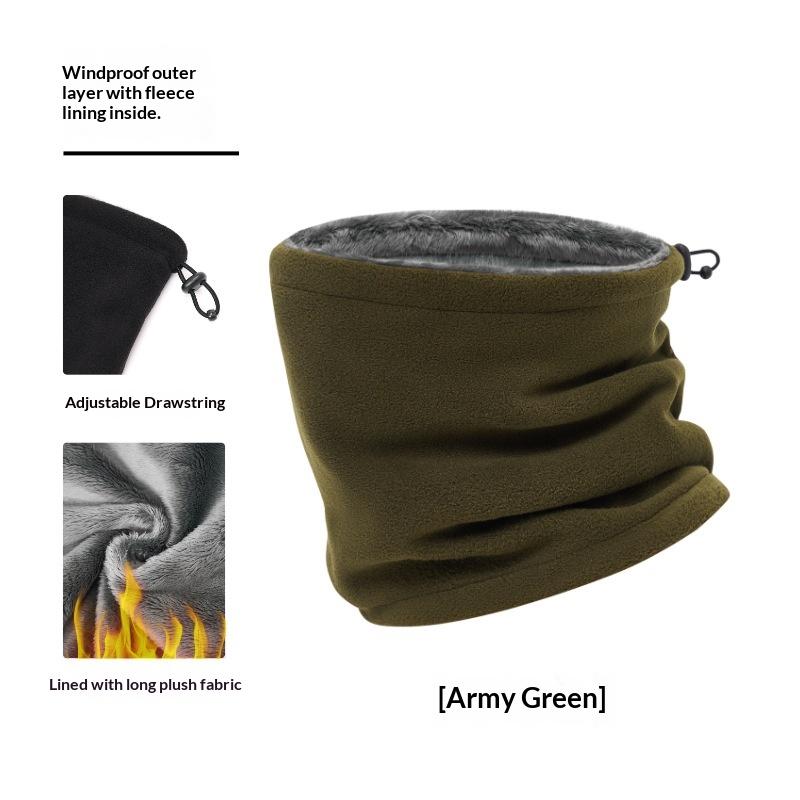 Winter Warm Neck Warmer Men Women Cycling Double Layer Outdoor Hiking Skiing Fleece Mask Adjustable Drawstring Unisex Neck Tube