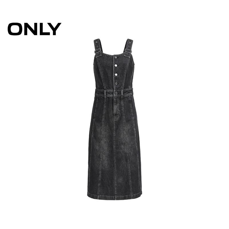 ONLY Women's Lyocell Blend Slit Denim Overall Dress