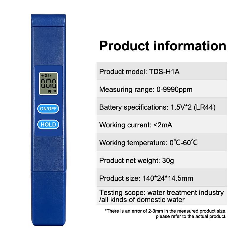 Tds Meter Digital Water Quality Tester High Accuracy Ph Meter 0-9990Ppm Water Purity Analyzer Monitor
